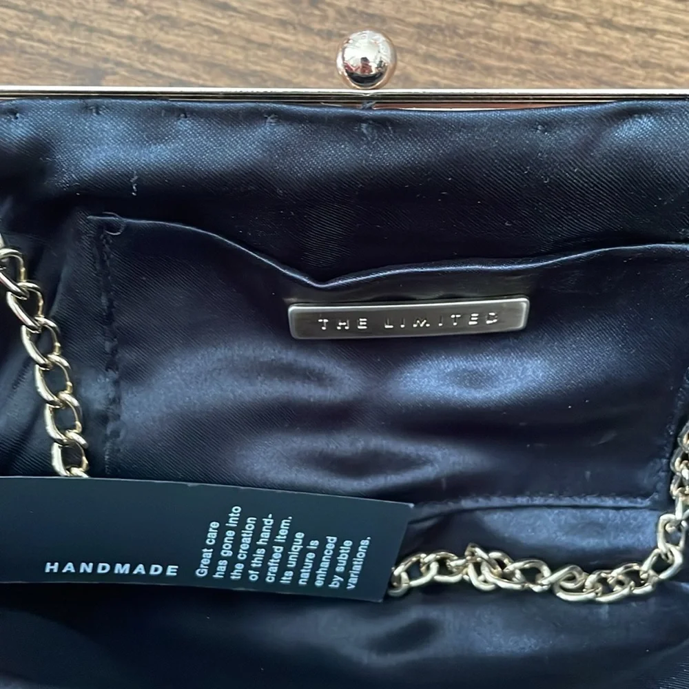 The Limited Black Sequin and Gold Beaded Clutch Handbag